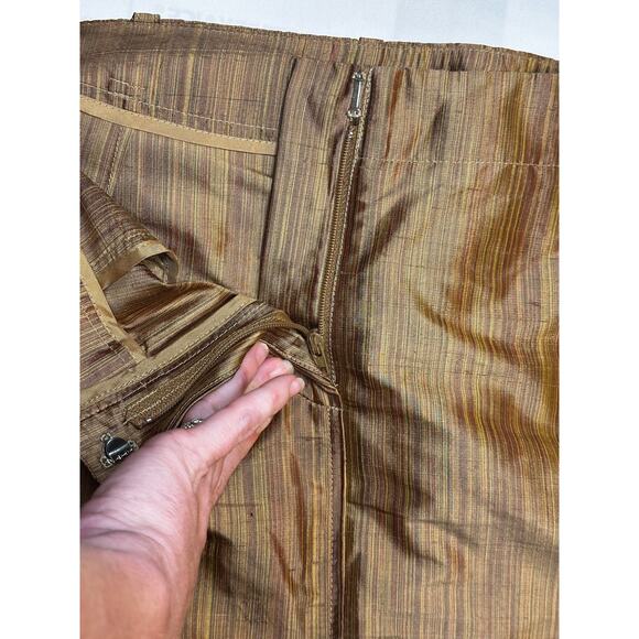 Moda International 100% Silk Pencil Skirt Brown Gold Size 4 - Picture 3 of 6